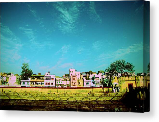 Town Canvas Print featuring the photograph Beautiful Blue Sky With Town by Monbetsu Hokkaido