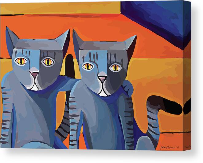 Friends Canvas Print featuring the painting Best Friends by Mike Lawrence