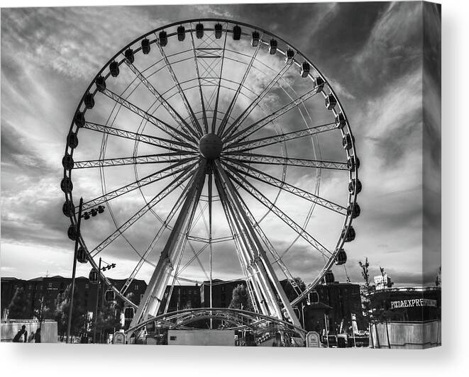 Big Wheel Canvas Print featuring the photograph Big Wheel Black And White by Jeff Townsend