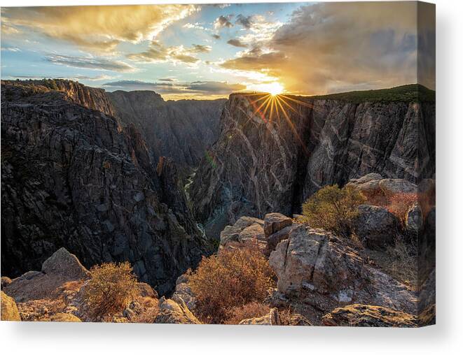Black Canyon Of The Gunnison Canvas Print featuring the photograph Black Canyon Sendoff by Angela Moyer