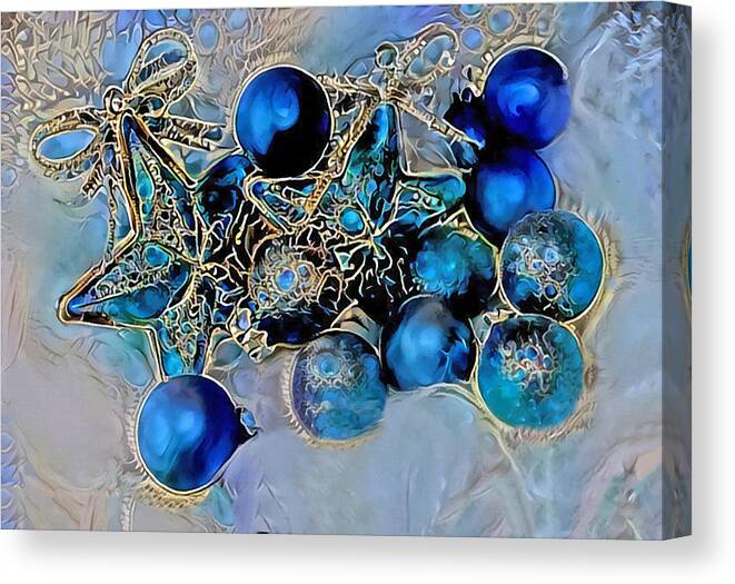  Blue Canvas Print featuring the photograph Blue Christmas Ornaments Display by Sandi OReilly
