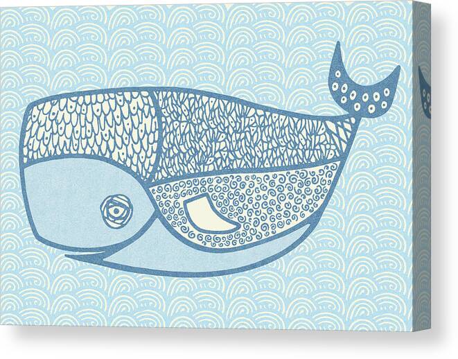 Animal Canvas Print featuring the drawing Blue Whale by CSA Images