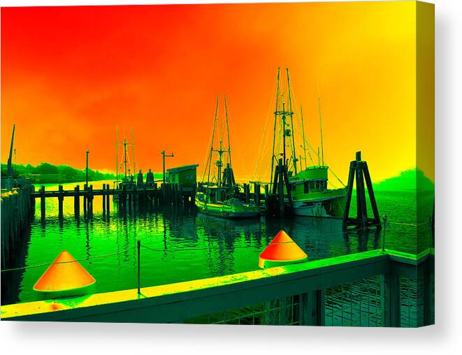 Boats Canvas Print featuring the photograph Boats in the bay by Steven Wills