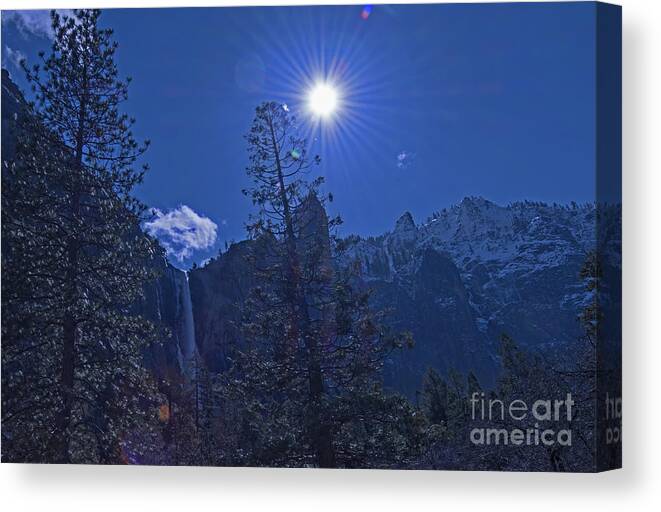 Landscape Canvas Print featuring the photograph Bridalveil Fall at Yosemite by Amazing Action Photo Video