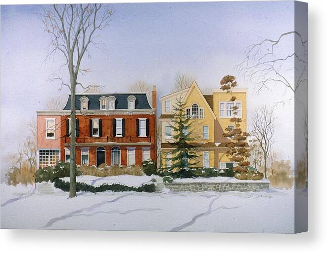 Wilmington Delaware Canvas Print featuring the painting Broom Street Snow by William Renzulli