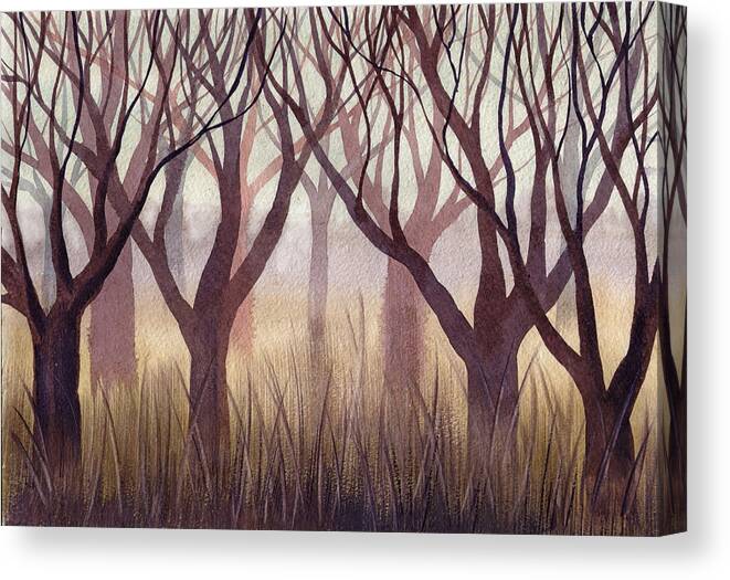 Russian Artists New Wave Canvas Print featuring the painting Brownish Forest by Ina Petrashkevich
