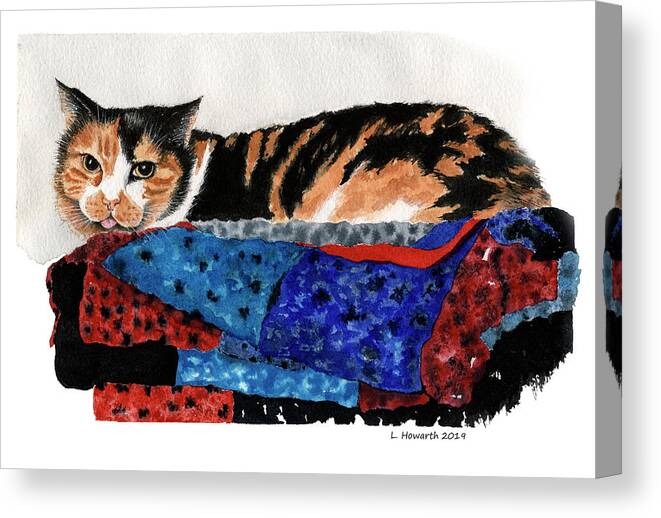 Cat Canvas Print featuring the painting Calico Cutie by Louise Howarth