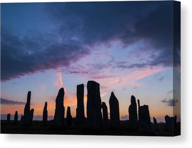 Callanish Canvas Print featuring the photograph Callanish Stone Circle, dramatic sky by David Ross