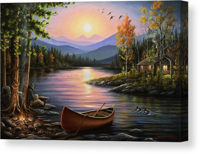 Campfire Stories Canvas Print featuring the painting Campfire Stories by Chuck Black