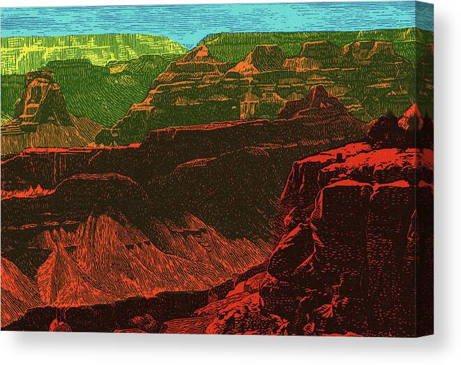 Campy Canvas Print featuring the drawing Canyon Scene by CSA Images