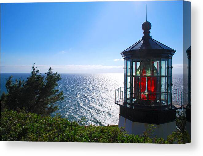 Cape Meares Canvas Print featuring the photograph Cape Meares Lighthouse by Scenic Edge Photography