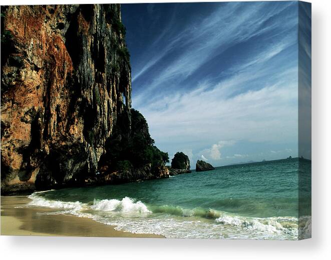 Water's Edge Canvas Print featuring the photograph Cave Beach by Boaz Rottem