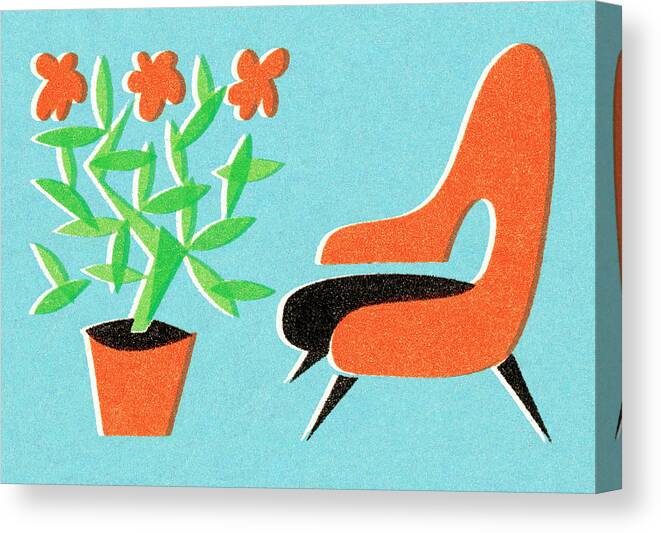 Bloom Canvas Print featuring the drawing Chair and plant by CSA Images