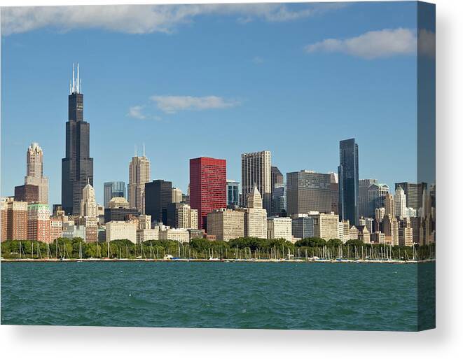 Lake Michigan Canvas Print featuring the photograph Chicago Skyline by Kubrak78
