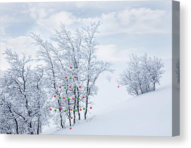 Scenics Canvas Print featuring the photograph Christmas Ornaments In The Mountains by Per Breiehagen