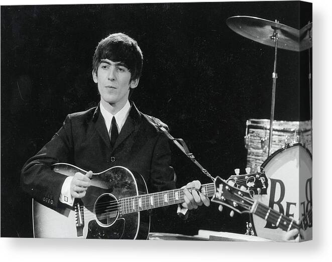 People Canvas Print featuring the photograph Circa 1963. George Harrison Of The by Popperfoto