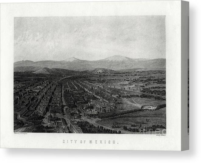 Mexico City Canvas Print featuring the drawing City Of Mexico, 1883. Artist Henry by Print Collector