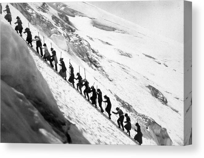 In A Row Canvas Print featuring the photograph Climbing Mount Hood by Mpi