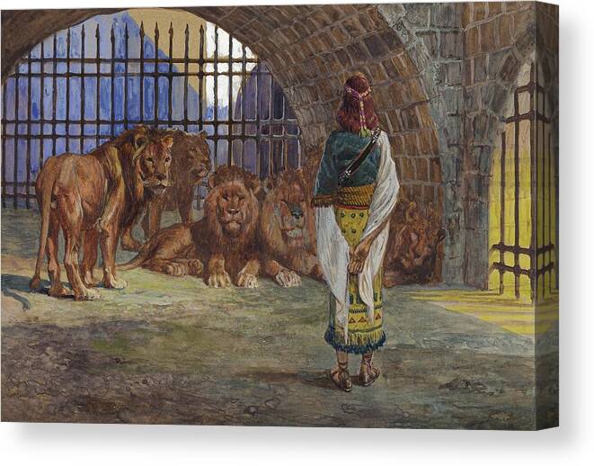 Daniel Canvas Print featuring the painting Daniel In The Lions Den by James Tissot