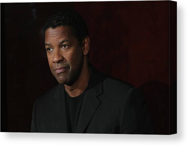 People Canvas Print featuring the photograph Denzel Washington Attends The Taking Of by Sean Gallup