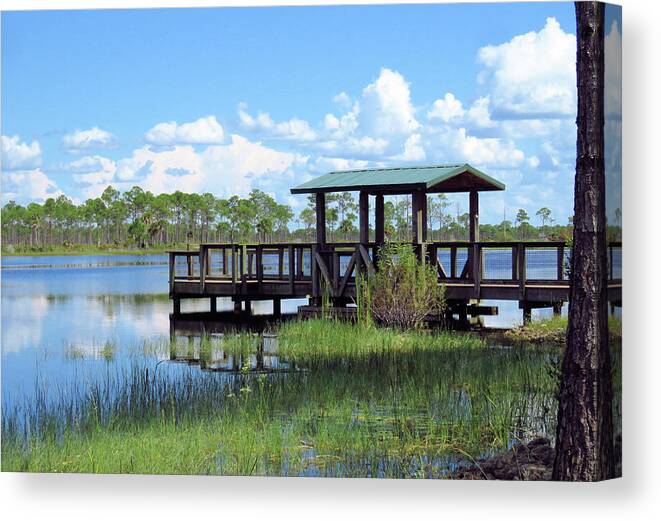 Dock Canvas Print featuring the photograph Dock on the River by Rosalie Scanlon
