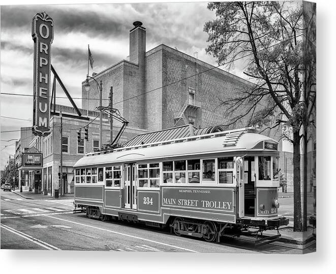 Memphis Canvas Print featuring the photograph Downtown Memphis - Black and White by Susan Rissi Tregoning