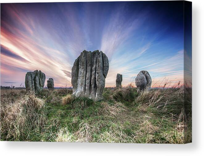 Prehistoric Era Canvas Print featuring the photograph Duddo Stone Circle by Photography By Trevor Weddell