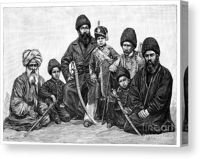 Engraving Canvas Print featuring the drawing Durrani Chiefs, Afghanistan, 1895 by Print Collector