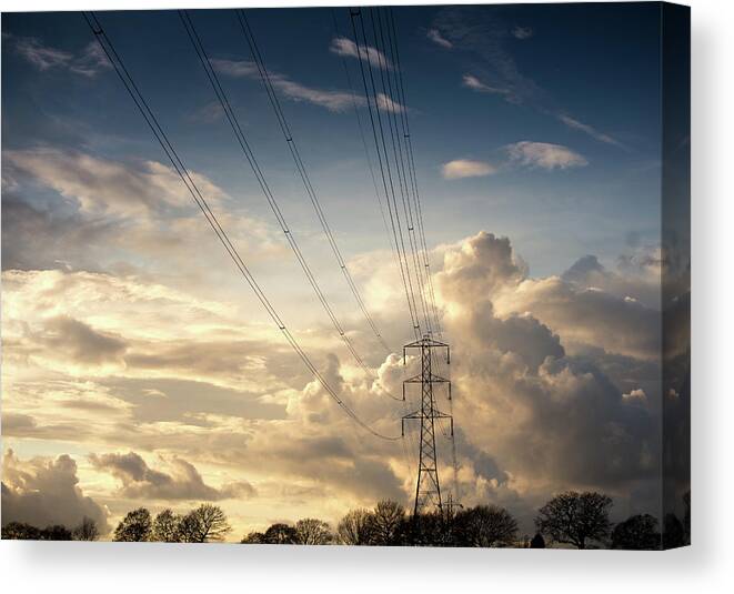 Electricity Pylon Canvas Print featuring the photograph Electric Pylon by Peter Chadwick Lrps