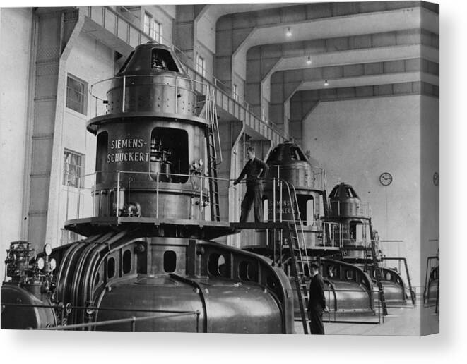 1930-1939 Canvas Print featuring the photograph Electricity Plant by Fox Photos
