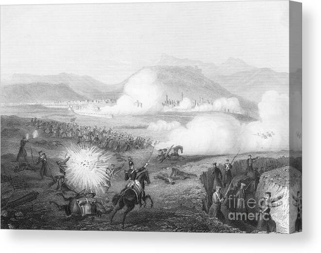 Horse Canvas Print featuring the photograph Etching Of The Battle Of Kars by Bettmann