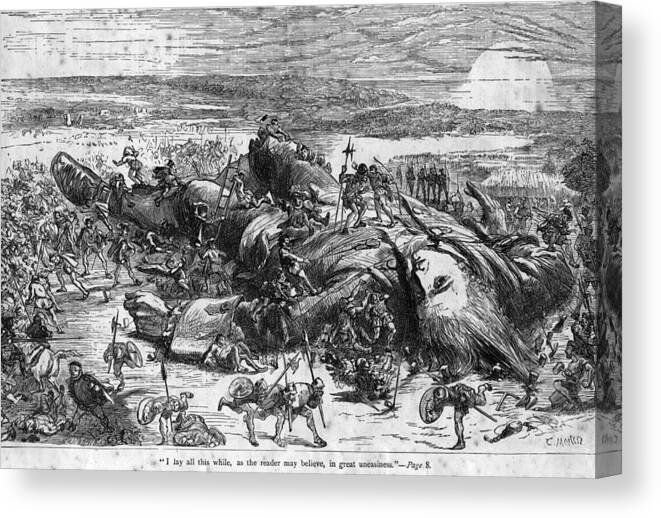 Crowd Canvas Print featuring the digital art Fallen Giant by Hulton Archive