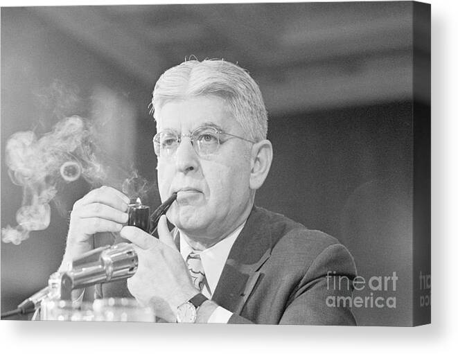 Central Bank Canvas Print featuring the photograph Federal Reserve Board Chair Arthur by Bettmann