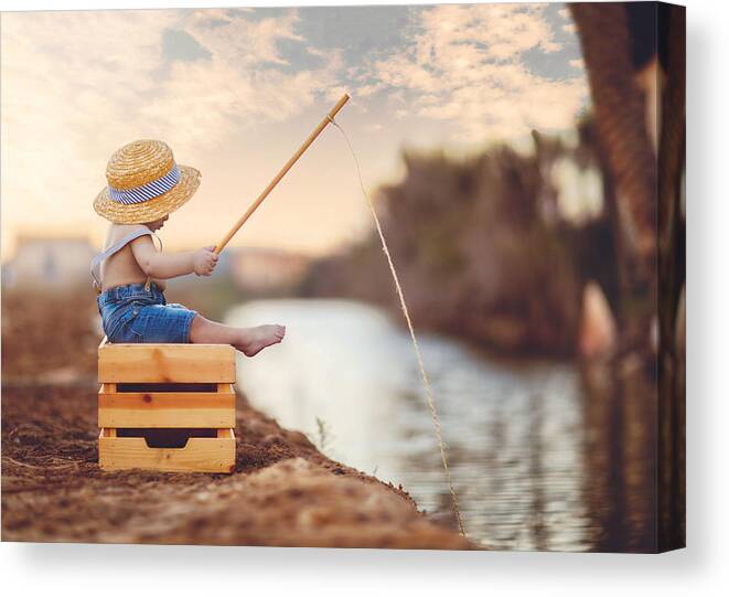 Kids Canvas Print featuring the photograph Fisherman by Husain Alsaeed