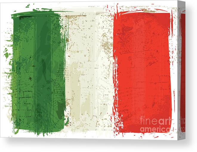 Spray Canvas Print featuring the digital art Flag Of Italy On Wall by Shanina