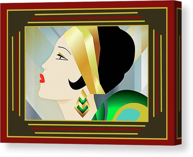 Flapper With Border Canvas Print featuring the digital art Flapper With Border by Chuck Staley