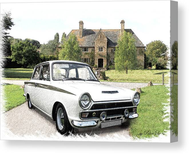 Ford Canvas Print featuring the digital art Ford 'Lotus' Cortina by Peter Leech