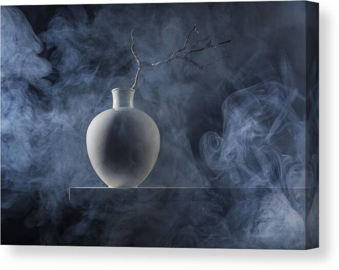 Vase Canvas Print featuring the photograph From The Series "smoke And Ceramics" by Evgeniy Popov