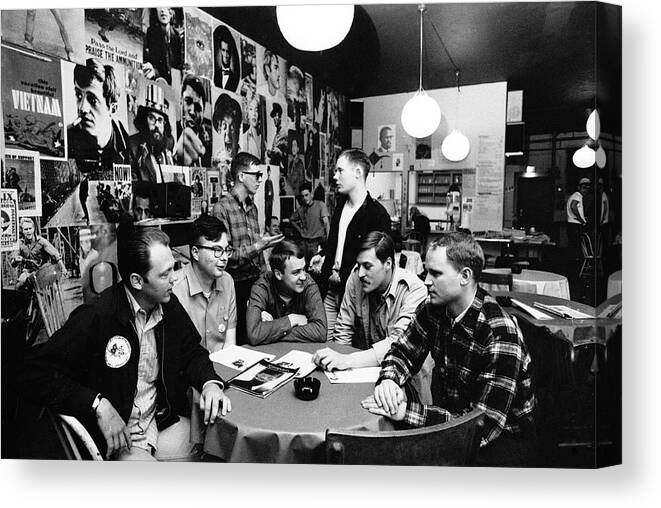 03/18/05 Canvas Print featuring the photograph GIs At The Shelter Half Coffeehouse by John Olson