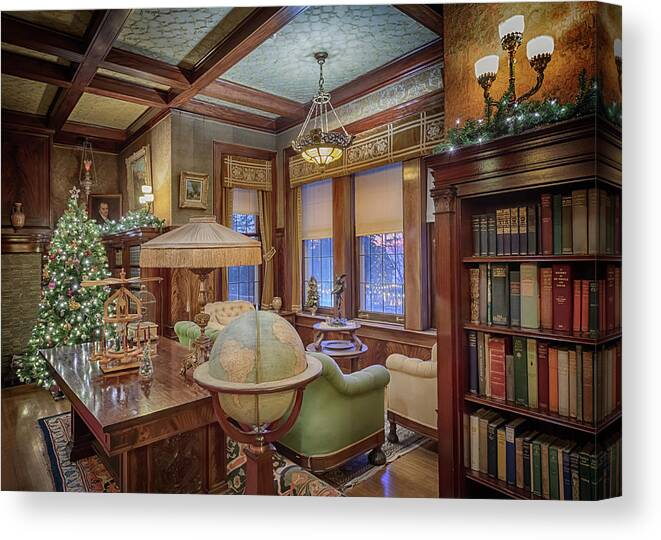 Glensheen Canvas Print featuring the photograph Glensheen Library #1 by Susan Rissi Tregoning