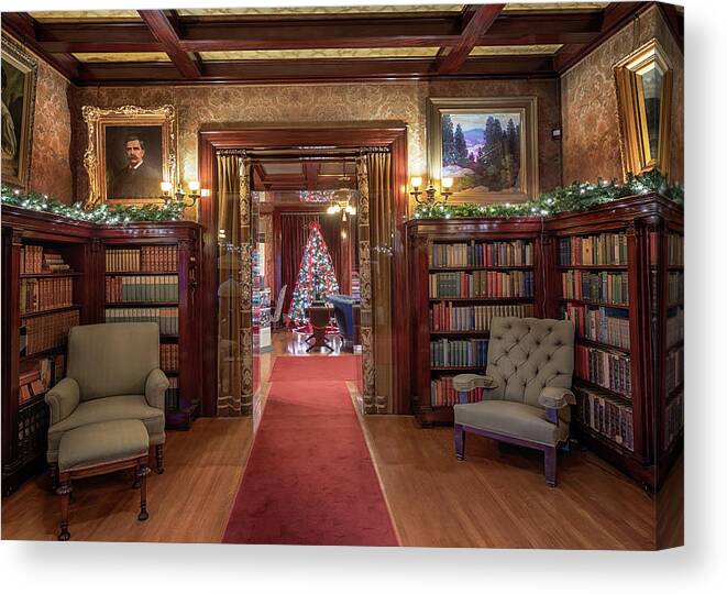 Glensheen Canvas Print featuring the photograph Glensheen Library #3 by Susan Rissi Tregoning