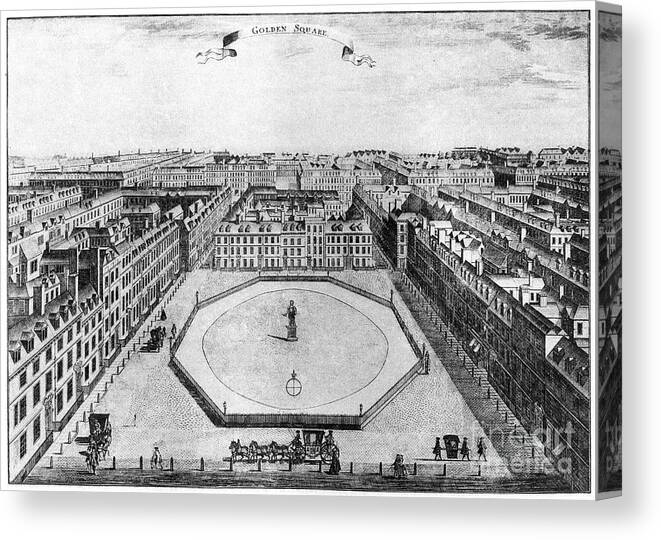 Engraving Canvas Print featuring the drawing Golden Square, London, 18th Century by Print Collector