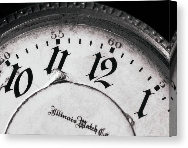 Black And White Canvas Print featuring the photograph Grandfather's Pocket Watch by Jeff Phillippi