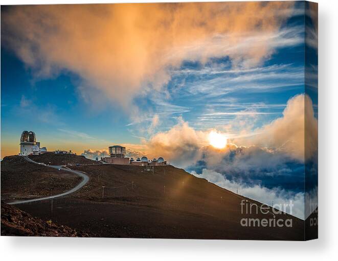 Pink Canvas Print featuring the photograph Haleakala Crater At Sunset by Alexander Demyanenko