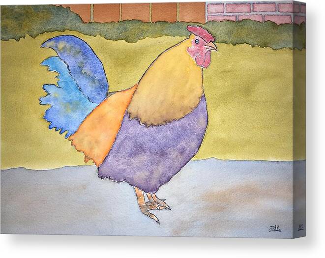 Watercolor Canvas Print featuring the painting Hen of Lore by John Klobucher