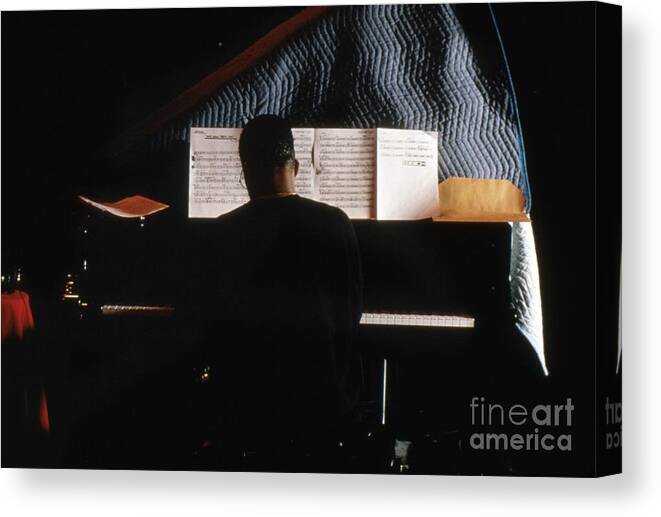 Music Canvas Print featuring the photograph Herbie Hancock Recording In Nyc by The Estate Of David Gahr