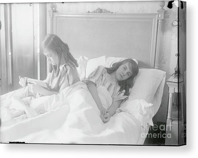 People Canvas Print featuring the photograph Hilton Sister Resting Due To Illness by Bettmann
