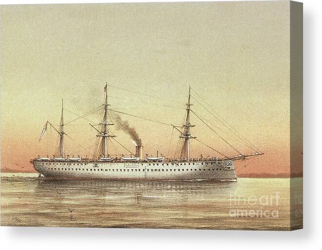 Hms Canvas Print featuring the drawing Hms Crocodile, 1872 Colored Graph by Unknown Artist