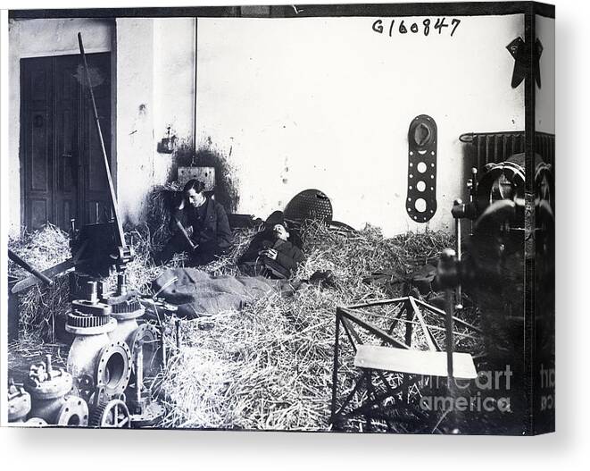 Employment And Labor Canvas Print featuring the photograph Homeless Strikers In Abandoned Factory by Bettmann
