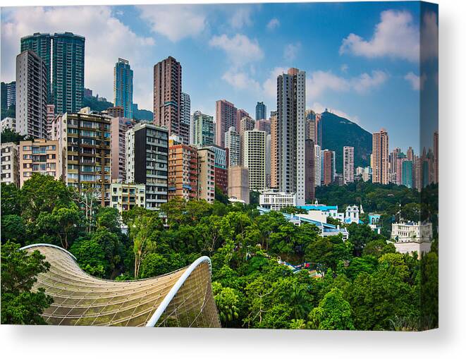Trees Canvas Print featuring the photograph Hong Kong Park In Hong Kong, China by Sean Pavone